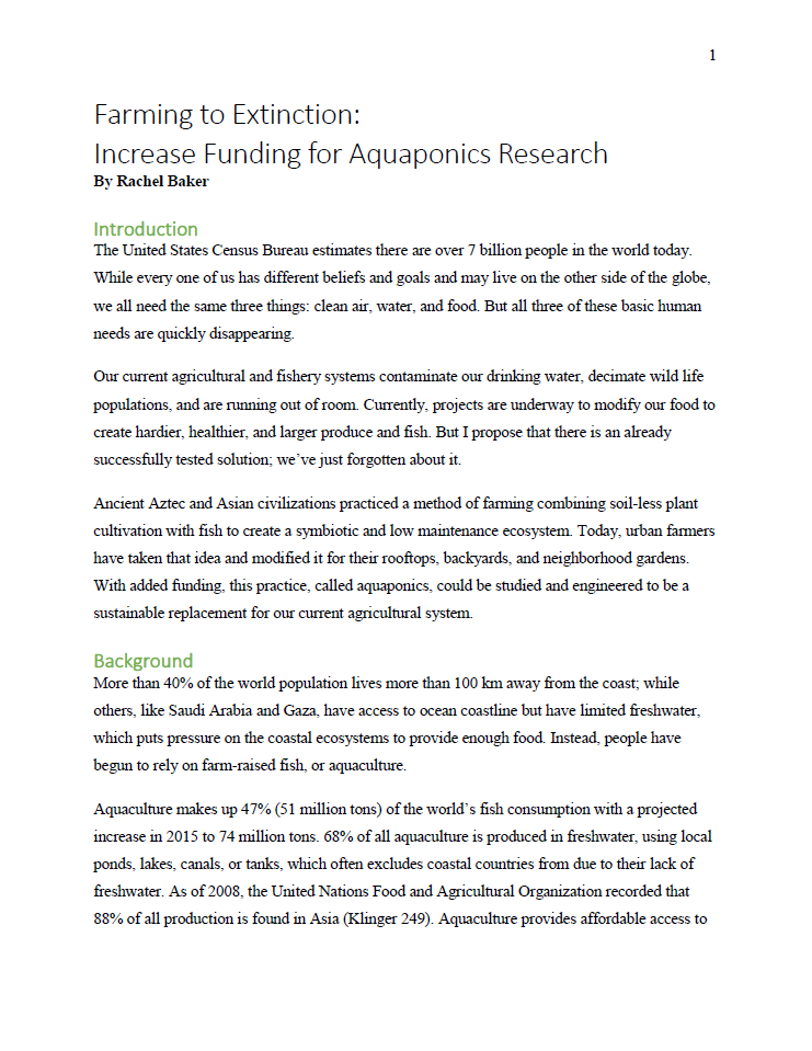 Aquaponics White Paper first page